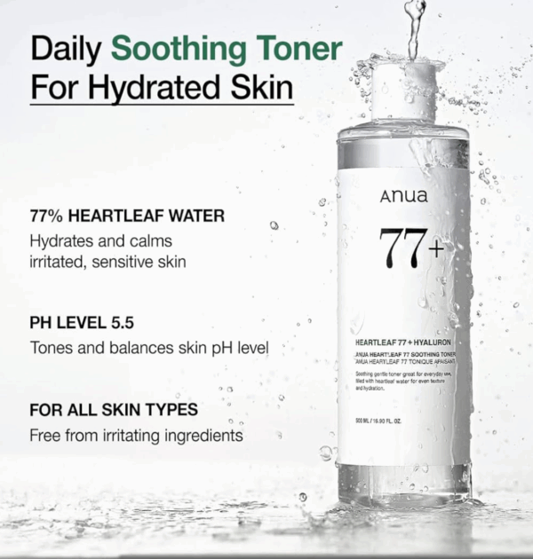 Anua Heartleaf 77% Soothing Toner + 3 Garnier SkinActive - Image 3